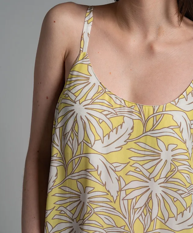 Woolrich Yellow dress in a print with a frill