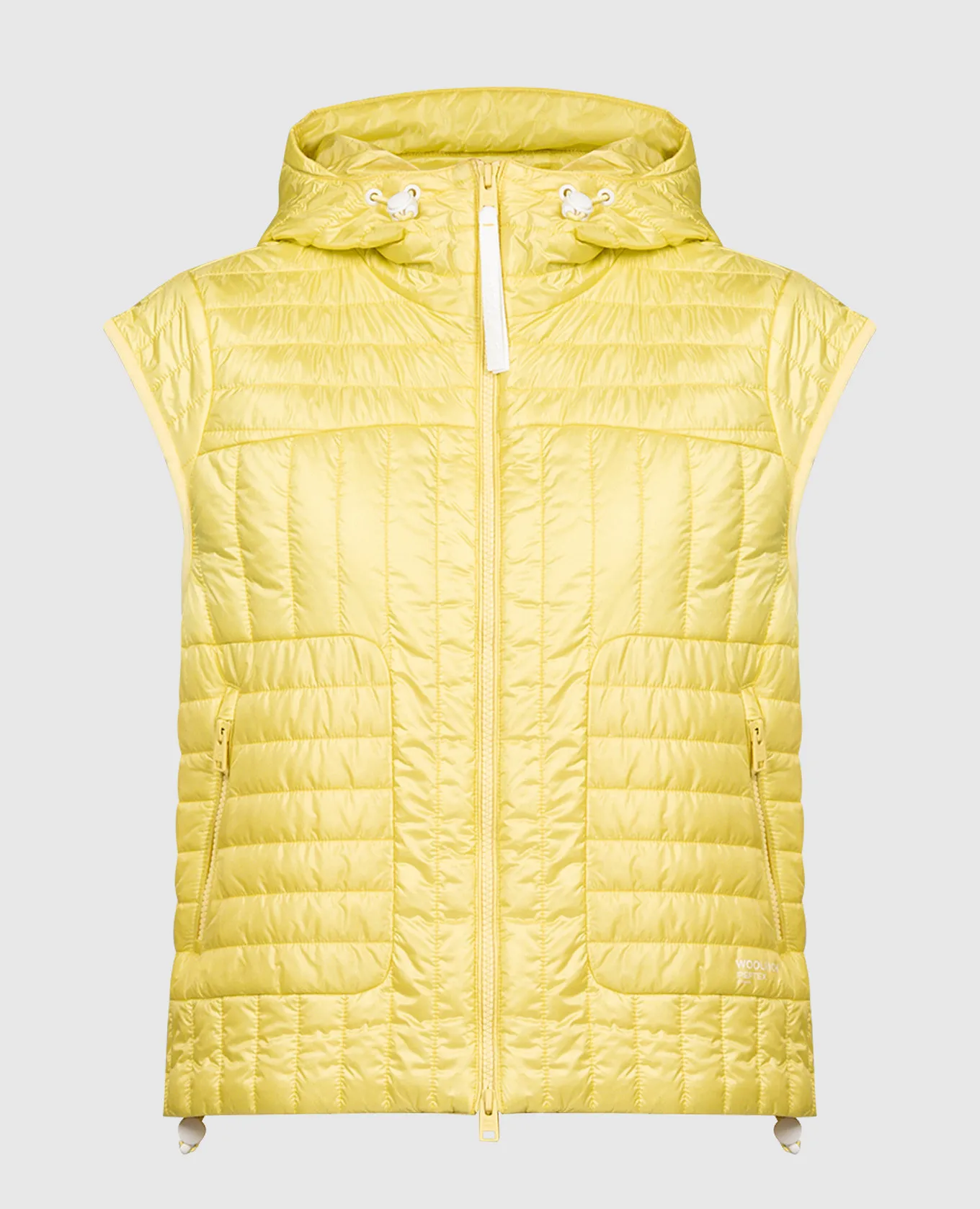 Woolrich Yellow quilted vest with a hood