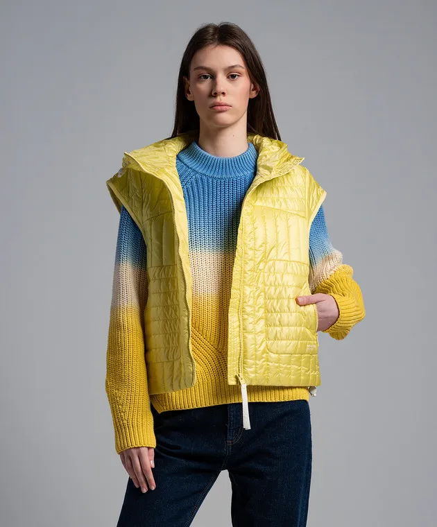 Woolrich Yellow quilted vest with a hood