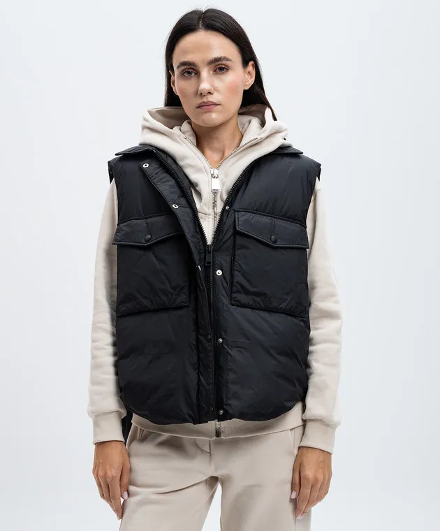 Yves Salomon Army Black down vest