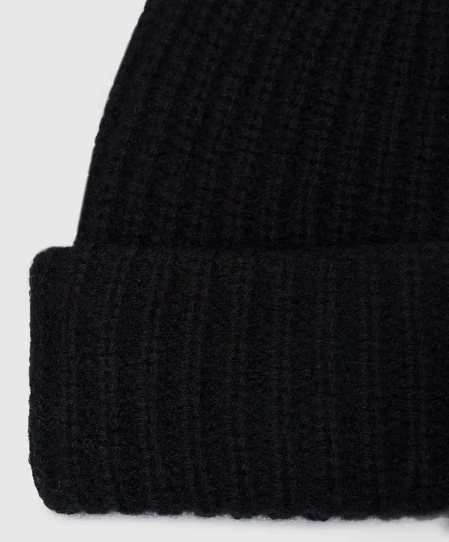 Yves Salomon Black cap made of wool and cashmere