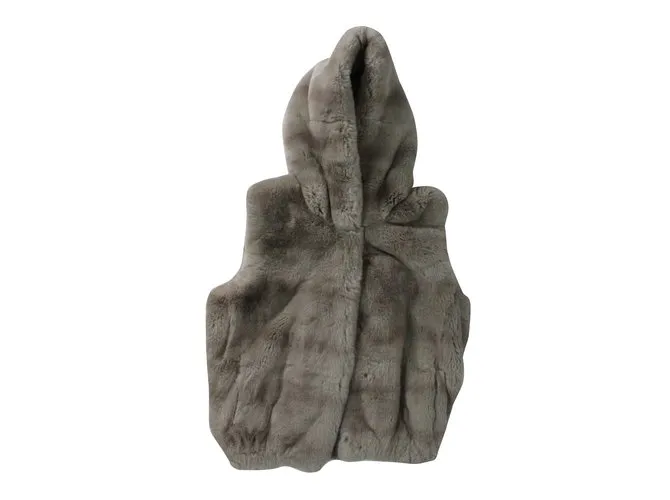 Yves Salomon Gilet Beige Gris 