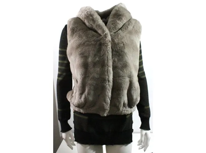 Yves Salomon Gilet Beige Gris 