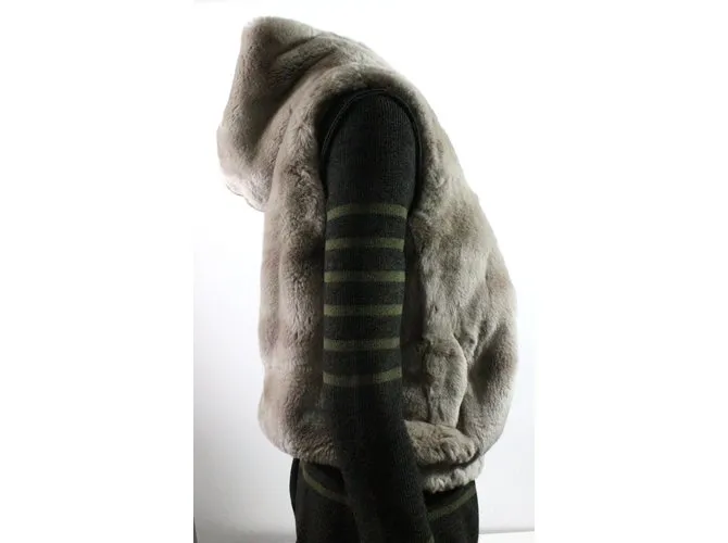 Yves Salomon Gilet Beige Gris 