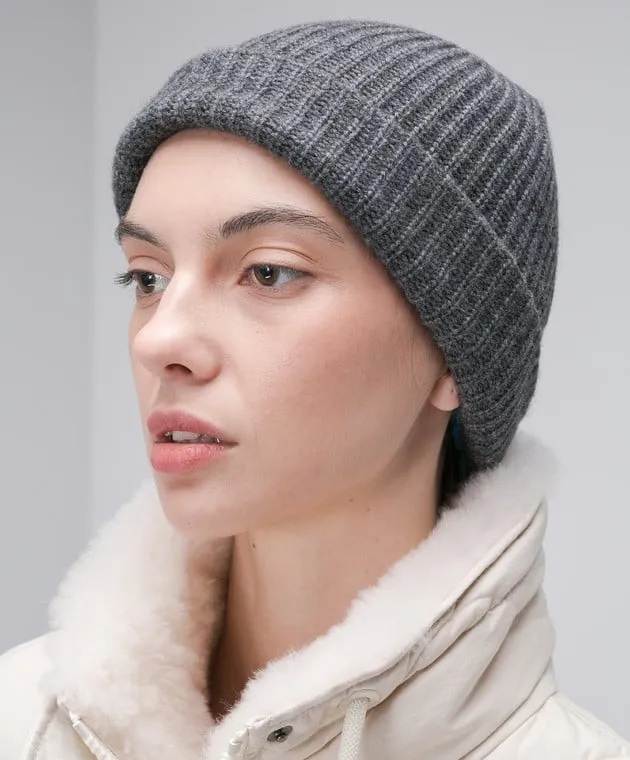 Yves Salomon Gray cap made of wool and cashmere