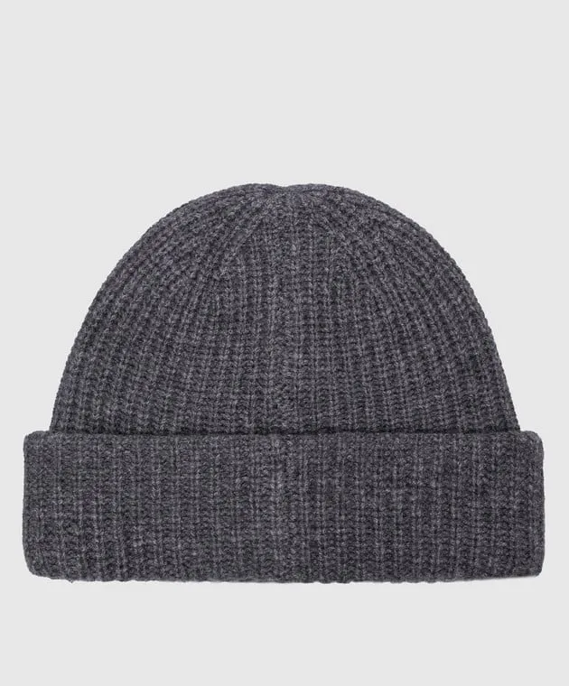 Yves Salomon Gray cap made of wool and cashmere