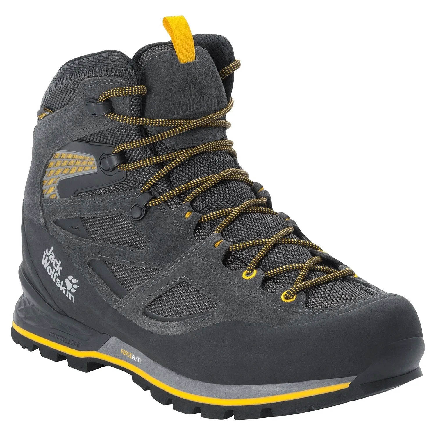 zapatos Jack Wolfskin Force Crest Texapore MID M - Black/Burly Yellow XT - men´s