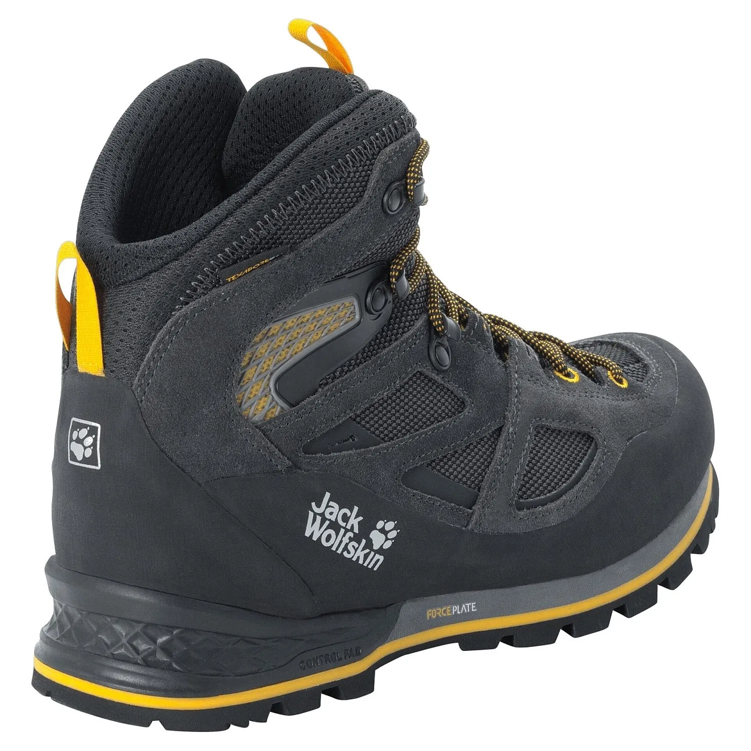 zapatos Jack Wolfskin Force Crest Texapore MID M - Black/Burly Yellow XT - men´s