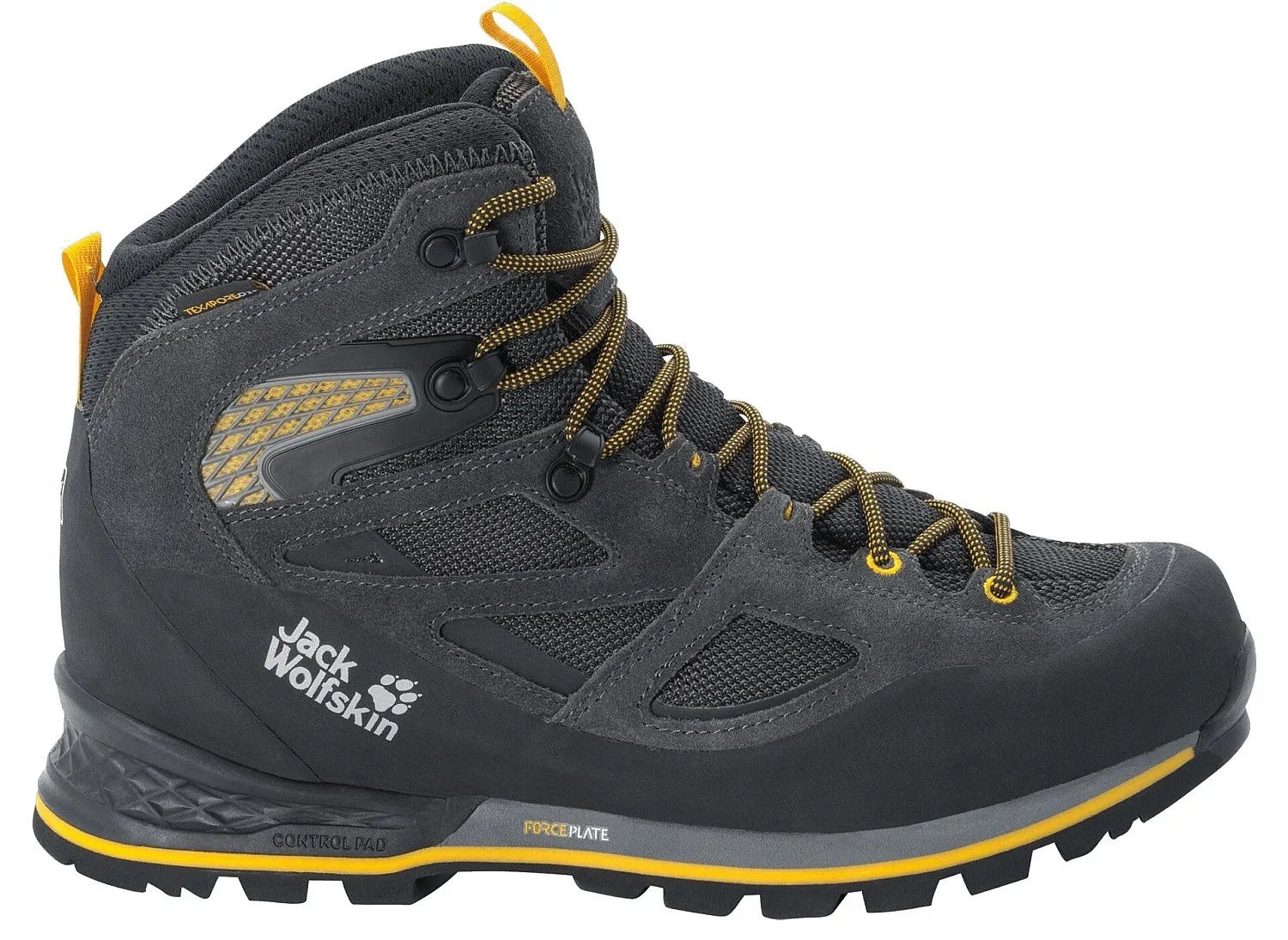 zapatos Jack Wolfskin Force Crest Texapore MID M - Black/Burly Yellow XT - men´s