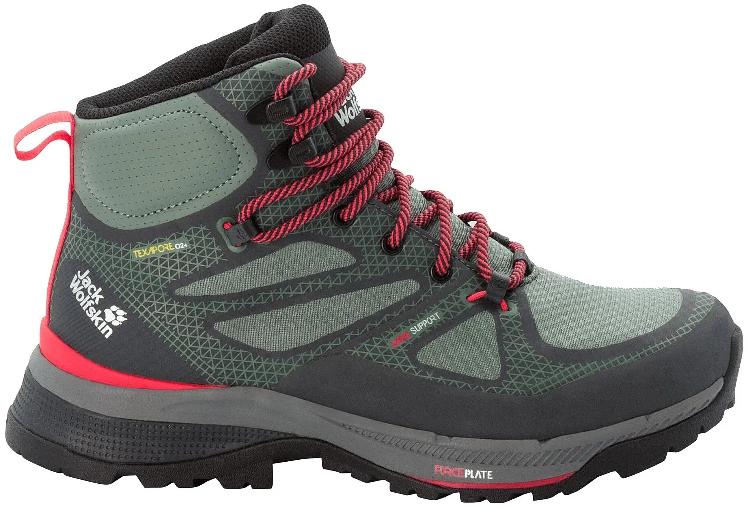 zapatos Jack Wolfskin Force Striker Texapore MID W - Lime/Dark Green - women´s